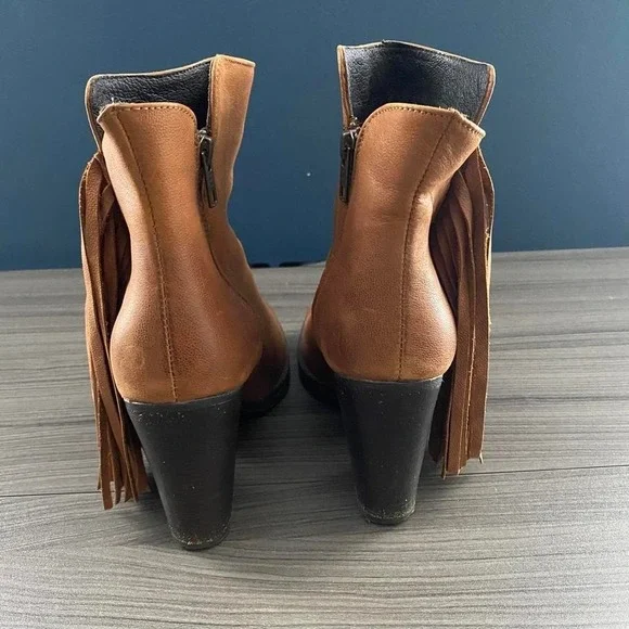 Steve Madden Women's  Woodstock western  Fringe Ankle Boots brown Leather Size 7 - Picture 5 of 8